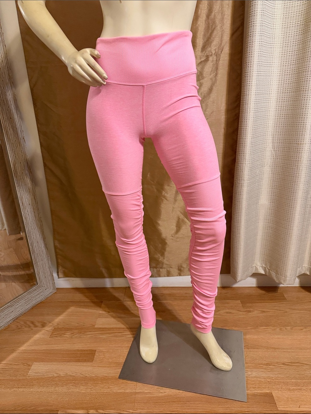 ALO Yoga Goddess Pink Ribbed High-Waist Leggings